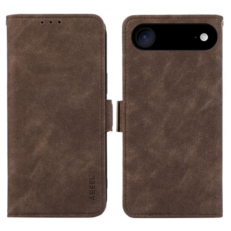 For iPhone 17 Air ABEEL Frosted Magnetic RFID Leather Phone Case(Brown) - iPhone 17 Air Cases by buy2fix | Online Shopping UK | buy2fix