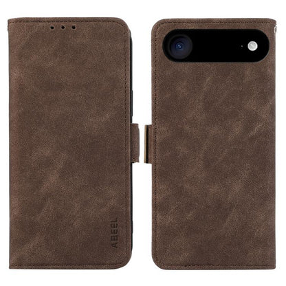 For iPhone 17 Air ABEEL Frosted Magnetic RFID Leather Phone Case(Brown) - iPhone 17 Air Cases by buy2fix | Online Shopping UK | buy2fix