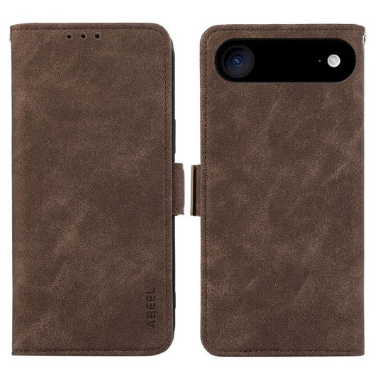 For iPhone 17 Air ABEEL Frosted Magnetic RFID Leather Phone Case(Brown) - iPhone 17 Air Cases by buy2fix | Online Shopping UK | buy2fix