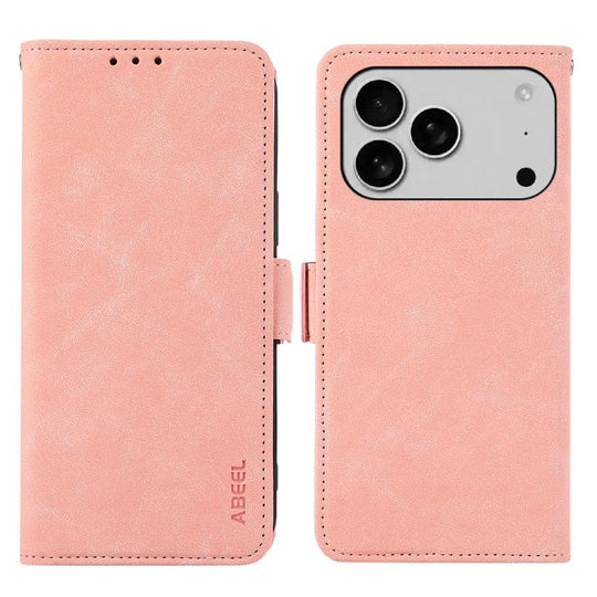 For iPhone 18 Pro / 17 Pro ABEEL Frosted Magnetic RFID Leather Phone Case(Pink)