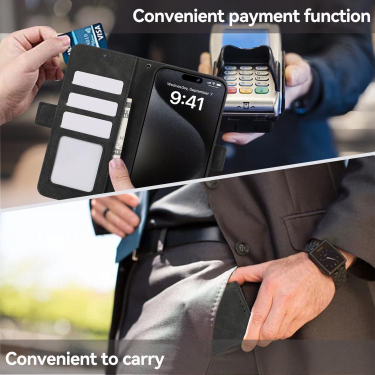 For iPhone 17 Pro ABEEL Frosted Magnetic RFID Leather Phone Case(Black) - iPhone 17 Pro Cases by buy2fix | Online Shopping UK | buy2fix