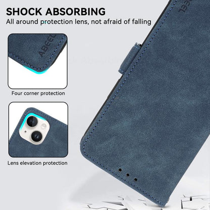 For iPhone 17 Pro ABEEL Frosted Magnetic RFID Leather Phone Case(Blue) - iPhone 17 Pro Cases by buy2fix | Online Shopping UK | buy2fix