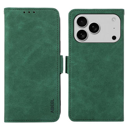 For iPhone 17 Pro ABEEL Frosted Magnetic RFID Leather Phone Case(Green) - iPhone 17 Pro Cases by buy2fix | Online Shopping UK | buy2fix