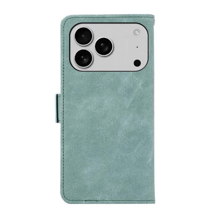 For iPhone 17 Pro ABEEL Frosted Magnetic RFID Leather Phone Case(Cyan) - iPhone 17 Pro Cases by buy2fix | Online Shopping UK | buy2fix
