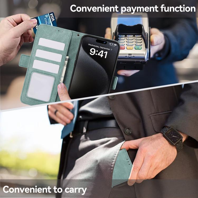 For iPhone 17 Pro ABEEL Frosted Magnetic RFID Leather Phone Case(Cyan) - iPhone 17 Pro Cases by buy2fix | Online Shopping UK | buy2fix