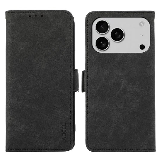 For iPhone 17 Pro Max ABEEL Frosted Magnetic RFID Leather Phone Case(Black) - iPhone 17 Pro Max Cases by buy2fix | Online Shopping UK | buy2fix