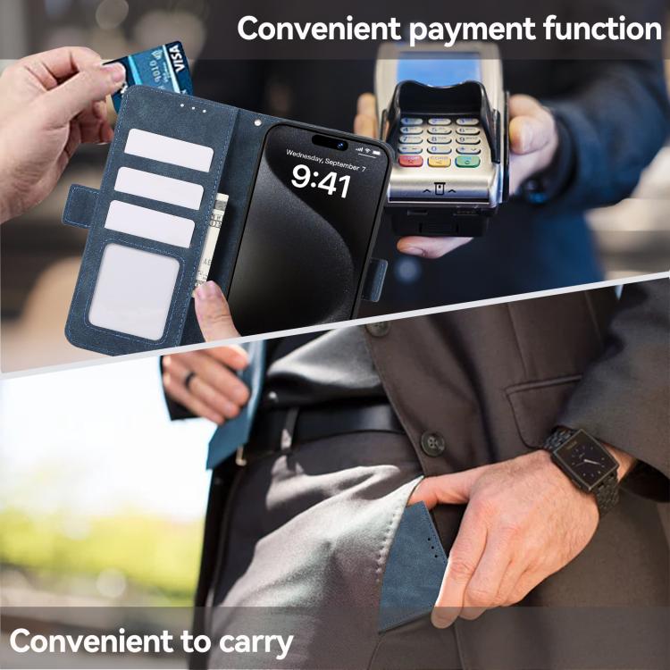 For iPhone 17 Pro Max ABEEL Frosted Magnetic RFID Leather Phone Case(Blue) - iPhone 17 Pro Max Cases by buy2fix | Online Shopping UK | buy2fix