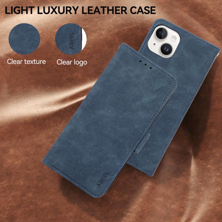 For iPhone 17 Pro Max ABEEL Frosted Magnetic RFID Leather Phone Case(Blue) - iPhone 17 Pro Max Cases by buy2fix | Online Shopping UK | buy2fix