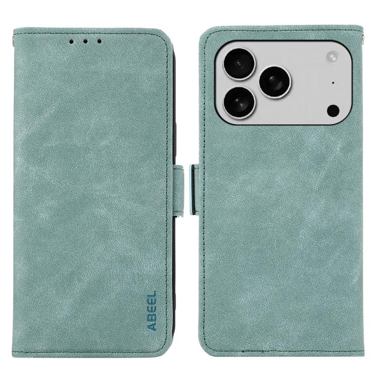 For iPhone 17 Pro Max ABEEL Frosted Magnetic RFID Leather Phone Case(Cyan) - iPhone 17 Pro Max Cases by buy2fix | Online Shopping UK | buy2fix