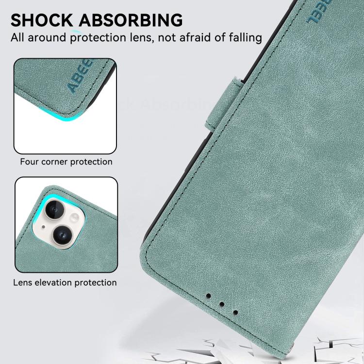 For iPhone 17 Pro Max ABEEL Frosted Magnetic RFID Leather Phone Case(Cyan) - iPhone 17 Pro Max Cases by buy2fix | Online Shopping UK | buy2fix