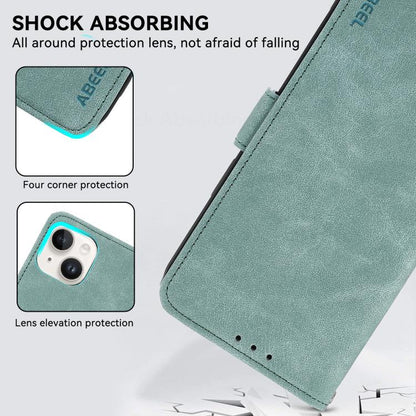 For iPhone 17 Pro Max ABEEL Frosted Magnetic RFID Leather Phone Case(Cyan) - iPhone 17 Pro Max Cases by buy2fix | Online Shopping UK | buy2fix