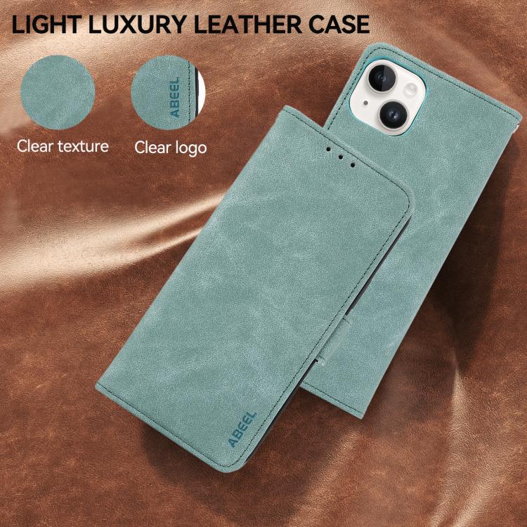 For iPhone 17 Pro Max ABEEL Frosted Magnetic RFID Leather Phone Case(Cyan) - iPhone 17 Pro Max Cases by buy2fix | Online Shopping UK | buy2fix