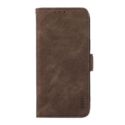 For iPhone 17 Pro Max ABEEL Frosted Magnetic RFID Leather Phone Case(Brown) - iPhone 17 Pro Max Cases by buy2fix | Online Shopping UK | buy2fix