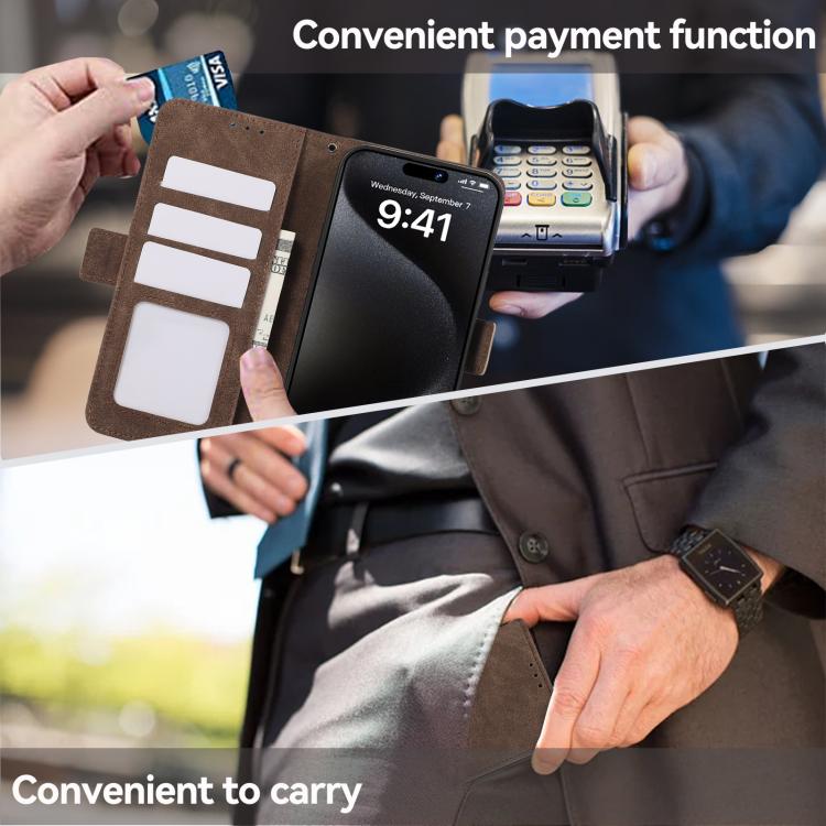 For iPhone 17 Pro Max ABEEL Frosted Magnetic RFID Leather Phone Case(Brown) - iPhone 17 Pro Max Cases by buy2fix | Online Shopping UK | buy2fix