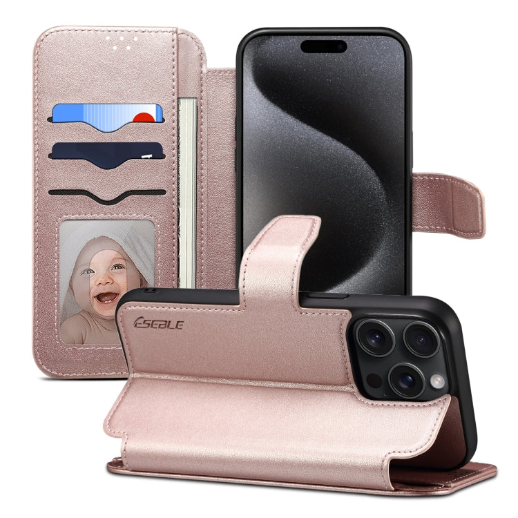 For iPhone 15 Pro Max ESEBLE E1 Nappa Texture MagSafe Holder Leather Phone Case(Rose Gold) - iPhone 15 Pro Max Cases by ESEBLE | Online Shopping UK | buy2fix