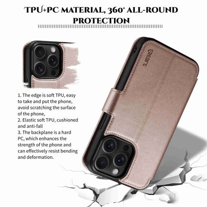 For iPhone 15 Pro Max ESEBLE E1 Nappa Texture MagSafe Holder Leather Phone Case(Rose Gold) - iPhone 15 Pro Max Cases by ESEBLE | Online Shopping UK | buy2fix