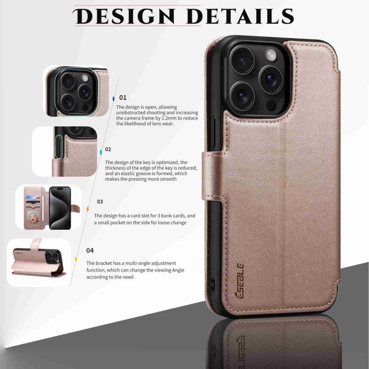 For iPhone 15 Pro Max ESEBLE E1 Nappa Texture MagSafe Holder Leather Phone Case(Rose Gold) - iPhone 15 Pro Max Cases by ESEBLE | Online Shopping UK | buy2fix