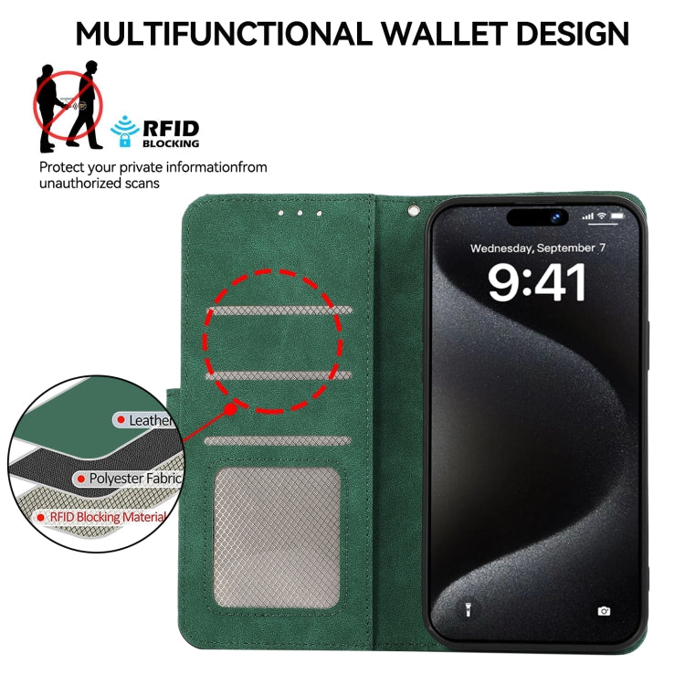 For iPhone 16 Pro Max ABEEL Color Block Magnetic RFID Leather Phone Case(Green-Black) - iPhone 16 Pro Max Cases by buy2fix | Online Shopping UK | buy2fix