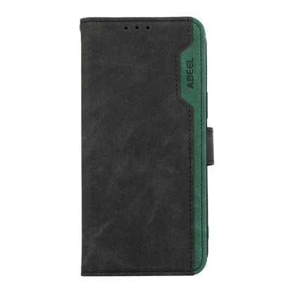 For iPhone 16 Pro ABEEL Color Block Magnetic RFID Leather Phone Case(Black-Green) - iPhone 16 Pro Cases by buy2fix | Online Shopping UK | buy2fix