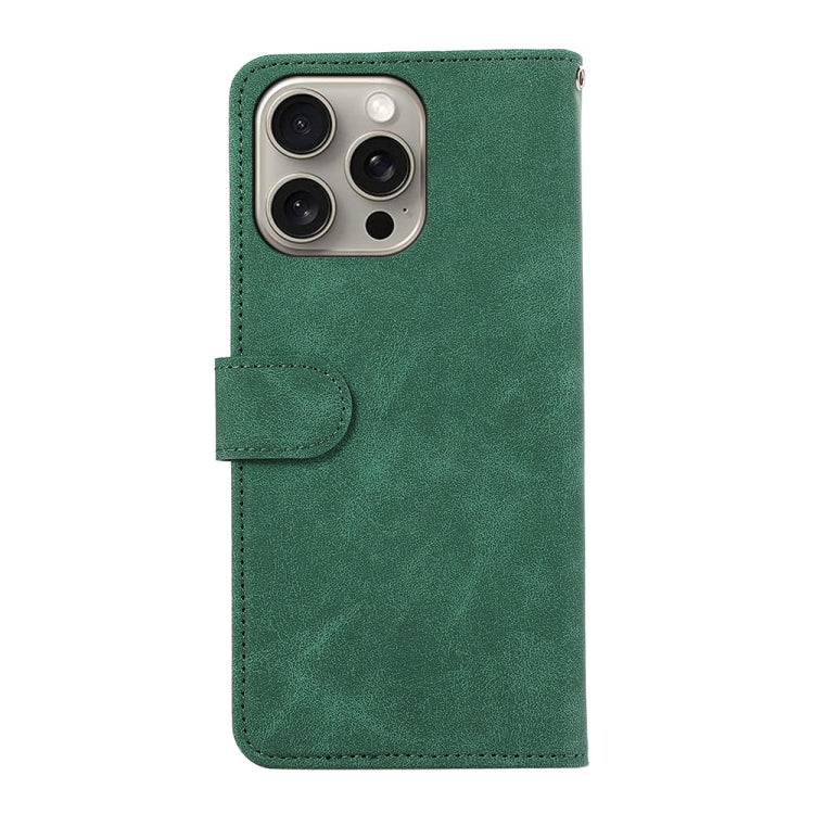 For iPhone 16 Pro ABEEL Color Block Magnetic RFID Leather Phone Case(Green-Black) - iPhone 16 Pro Cases by buy2fix | Online Shopping UK | buy2fix