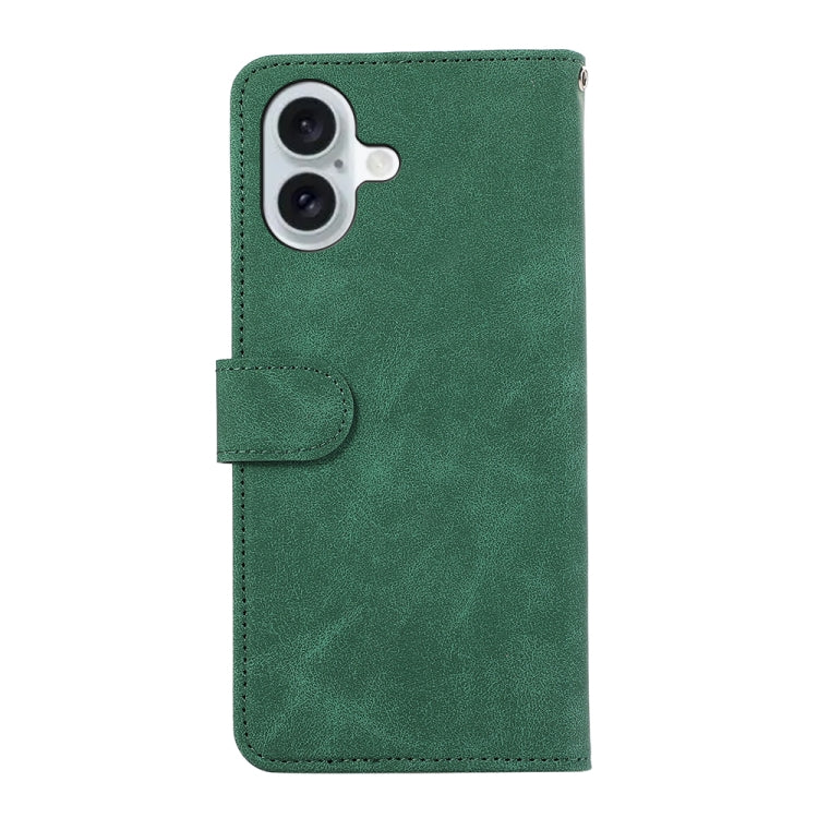 For iPhone 16 Plus ABEEL Color Block Magnetic RFID Leather Phone Case(Green-Black) - iPhone 16 Plus Cases by buy2fix | Online Shopping UK | buy2fix