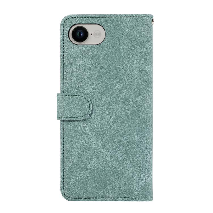 For iPhone 16e ABEEL Color Block Magnetic RFID Leather Phone Case(Cyan-Pink) - iPhone 16e Cases by buy2fix | Online Shopping UK | buy2fix