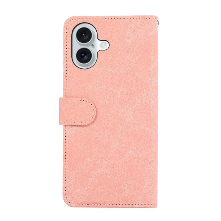 For iPhone 17 ABEEL Color Block Magnetic RFID Leather Phone Case(Pink-Cyan) - iPhone 17 Cases by buy2fix | Online Shopping UK | buy2fix