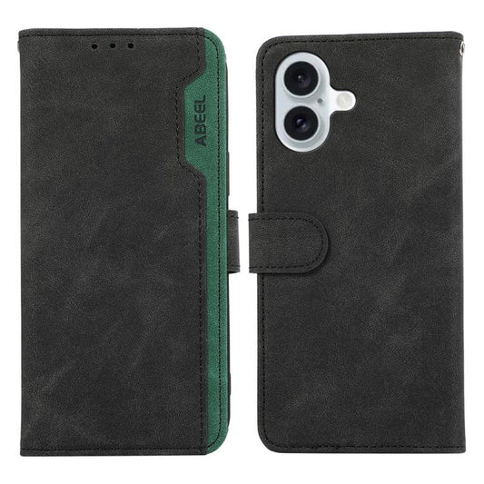 For iPhone 17 ABEEL Color Block Magnetic RFID Leather Phone Case(Black-Green) - iPhone 17 Cases by buy2fix | Online Shopping UK | buy2fix