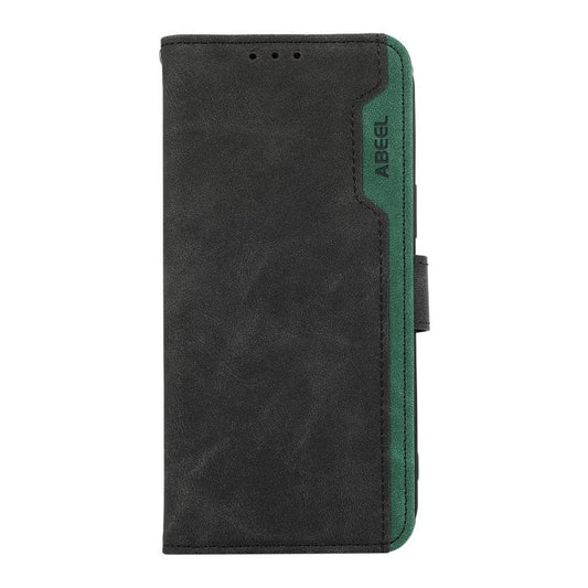 For iPhone 17 ABEEL Color Block Magnetic RFID Leather Phone Case(Black-Green) - iPhone 17 Cases by buy2fix | Online Shopping UK | buy2fix