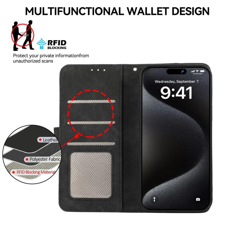 For iPhone 17 ABEEL Color Block Magnetic RFID Leather Phone Case(Black-Green) - iPhone 17 Cases by buy2fix | Online Shopping UK | buy2fix