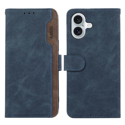 For iPhone 17 ABEEL Color Block Magnetic RFID Leather Phone Case(Blue-Brown) - iPhone 17 Cases by buy2fix | Online Shopping UK | buy2fix
