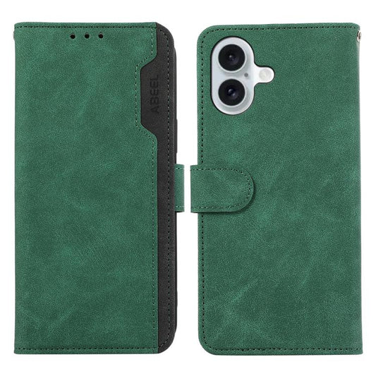 For iPhone 17 ABEEL Color Block Magnetic RFID Leather Phone Case(Green-Black) - iPhone 17 Cases by buy2fix | Online Shopping UK | buy2fix