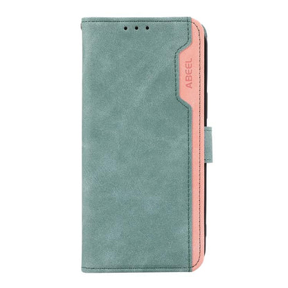For iPhone 17 ABEEL Color Block Magnetic RFID Leather Phone Case(Cyan-Pink) - iPhone 17 Cases by buy2fix | Online Shopping UK | buy2fix