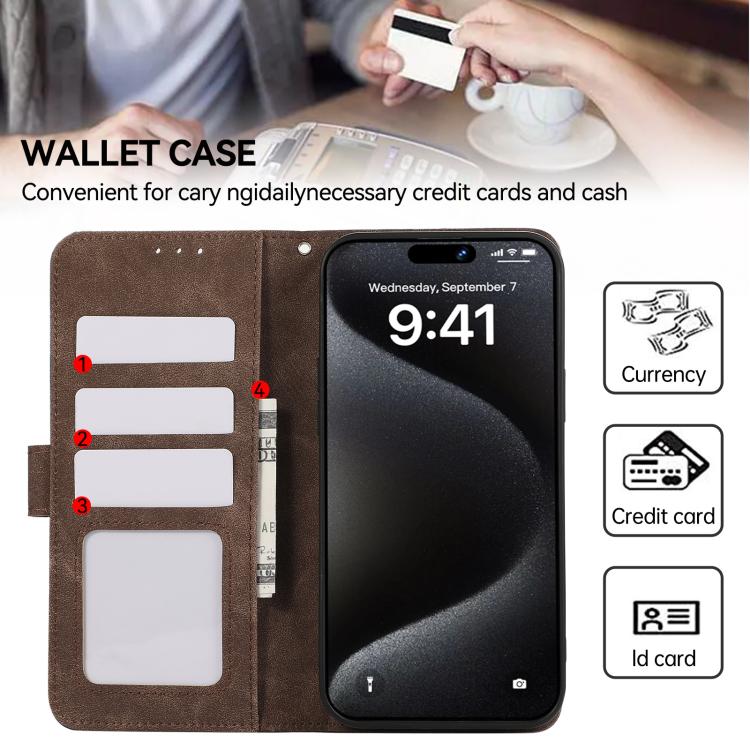 For iPhone 17 ABEEL Color Block Magnetic RFID Leather Phone Case(Brown-Blue) - iPhone 17 Cases by buy2fix | Online Shopping UK | buy2fix