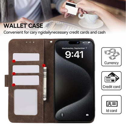 For iPhone 17 ABEEL Color Block Magnetic RFID Leather Phone Case(Brown-Blue) - iPhone 17 Cases by buy2fix | Online Shopping UK | buy2fix