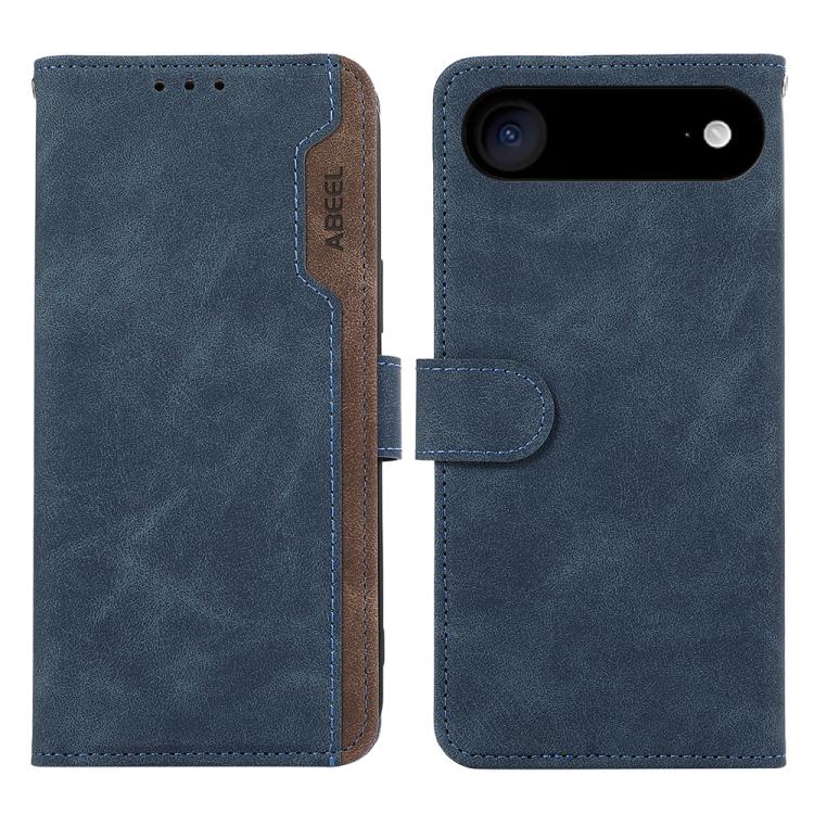 For iPhone Air ABEEL Color Block Magnetic RFID Leather Phone Case(Blue-Brown) - iPhone Air Cases by buy2fix | Online Shopping UK | buy2fix