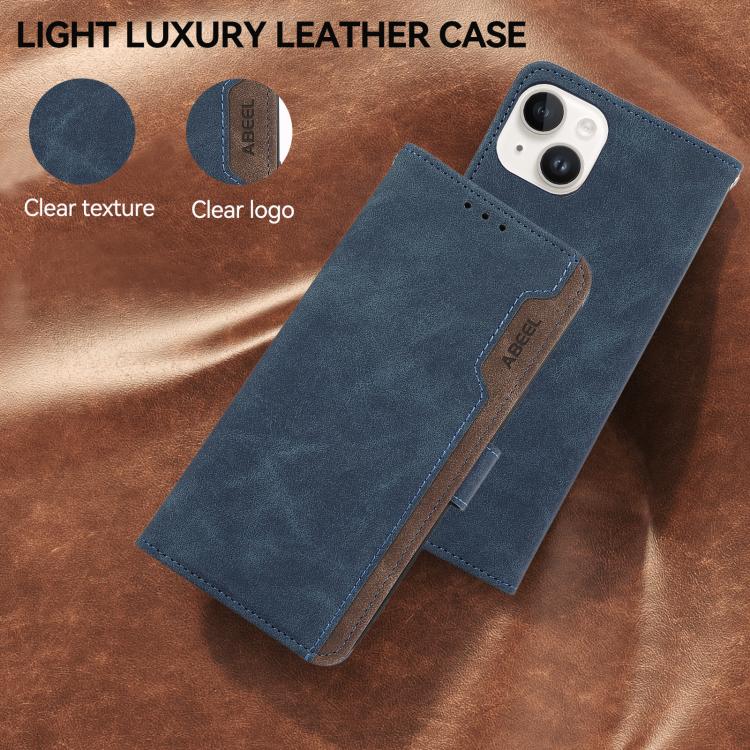 For iPhone Air ABEEL Color Block Magnetic RFID Leather Phone Case(Blue-Brown) - iPhone Air Cases by buy2fix | Online Shopping UK | buy2fix