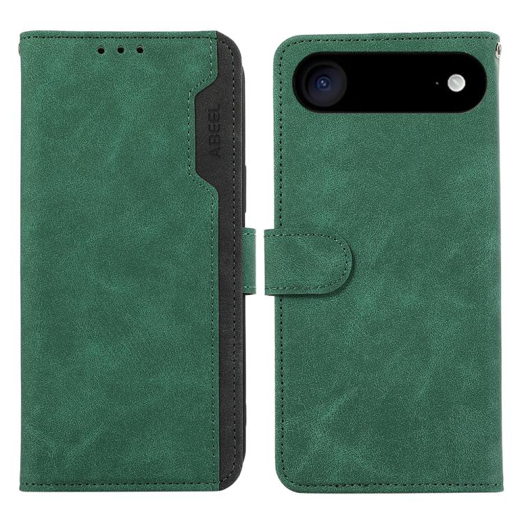 For iPhone 17 Air ABEEL Color Block Magnetic RFID Leather Phone Case(Green-Black) - iPhone 17 Air Cases by buy2fix | Online Shopping UK | buy2fix