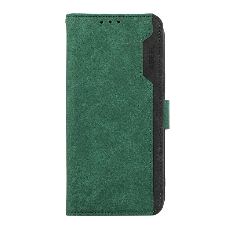 For iPhone 17 Air ABEEL Color Block Magnetic RFID Leather Phone Case(Green-Black) - iPhone 17 Air Cases by buy2fix | Online Shopping UK | buy2fix