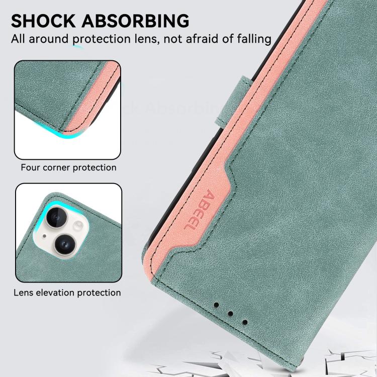 For iPhone Air ABEEL Color Block Magnetic RFID Leather Phone Case(Cyan-Pink) - iPhone Air Cases by buy2fix | Online Shopping UK | buy2fix