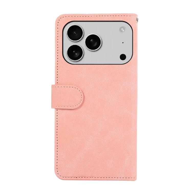 For iPhone 17 Pro ABEEL Color Block Magnetic RFID Leather Phone Case(Pink-Cyan) - iPhone 17 Pro Cases by buy2fix | Online Shopping UK | buy2fix