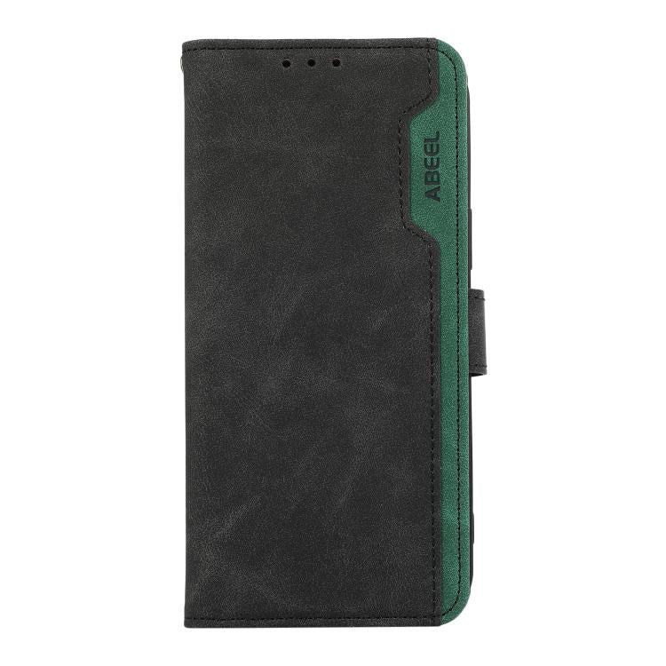 For iPhone 17 Pro ABEEL Color Block Magnetic RFID Leather Phone Case(Black-Green) - iPhone 17 Pro Cases by buy2fix | Online Shopping UK | buy2fix
