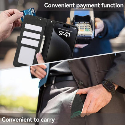 For iPhone 17 Pro ABEEL Color Block Magnetic RFID Leather Phone Case(Black-Green) - iPhone 17 Pro Cases by buy2fix | Online Shopping UK | buy2fix