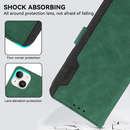 For iPhone 17 Pro ABEEL Color Block Magnetic RFID Leather Phone Case(Green-Black) - iPhone 17 Pro Cases by buy2fix | Online Shopping UK | buy2fix