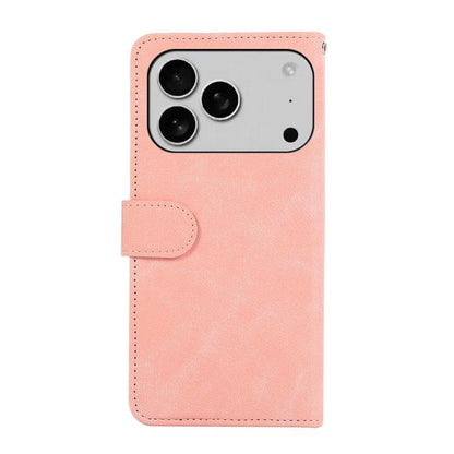 For iPhone 17 Pro Max ABEEL Color Block Magnetic RFID Leather Phone Case(Pink-Cyan) - iPhone 17 Pro Max Cases by buy2fix | Online Shopping UK | buy2fix
