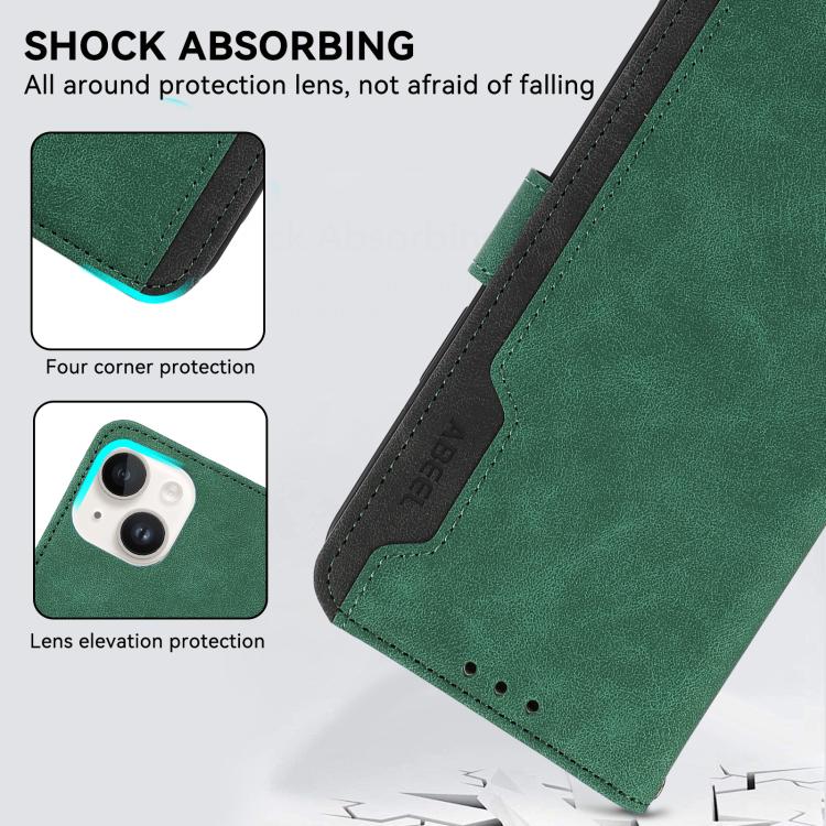 For iPhone 17 Pro Max ABEEL Color Block Magnetic RFID Leather Phone Case(Green-Black) - iPhone 17 Pro Max Cases by buy2fix | Online Shopping UK | buy2fix