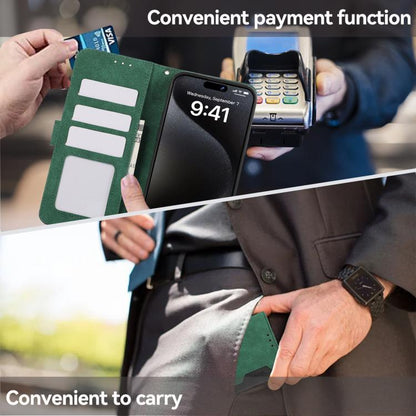 For iPhone 17 Pro Max ABEEL Color Block Magnetic RFID Leather Phone Case(Green-Black) - iPhone 17 Pro Max Cases by buy2fix | Online Shopping UK | buy2fix