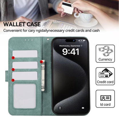 For iPhone 17 Pro Max ABEEL Color Block Magnetic RFID Leather Phone Case(Cyan-Pink) - iPhone 17 Pro Max Cases by buy2fix | Online Shopping UK | buy2fix