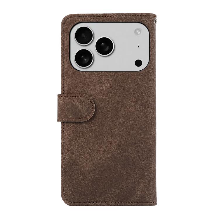 For iPhone 17 Pro Max ABEEL Color Block Magnetic RFID Leather Phone Case(Brown-Blue) - iPhone 17 Pro Max Cases by buy2fix | Online Shopping UK | buy2fix
