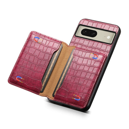 For Google Pixel 8 Crocodile Texture Card Bag Design Full Coverage Phone Case(Red) - Google Cases by buy2fix | Online Shopping UK | buy2fix